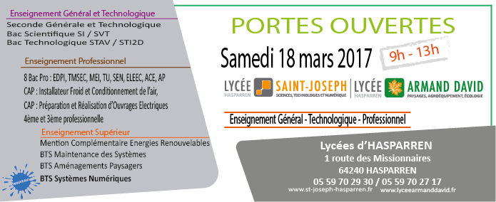 Journées Portes Ouvertes du 18 Mars 2017