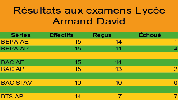 Résultats aux examens