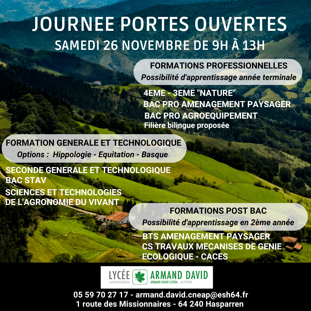 JPO samedi 26 novembre