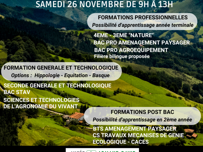 JPO samedi 26 novembre